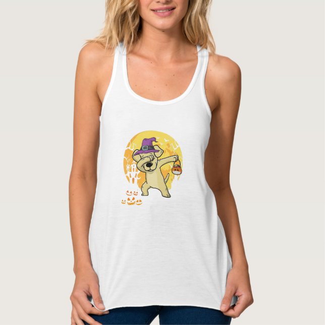 Regata Labrador Retriever Dabbing Witch Pumpkin Engraçado (Frente)