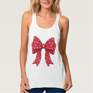 Regata Lindo Laço Vermelho Coquette Minimalista com Coraç