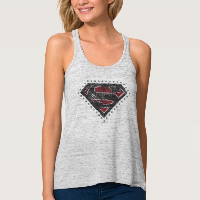 Regata Logotipo Distante da Supergirl Preto e Vermelho (Frente)