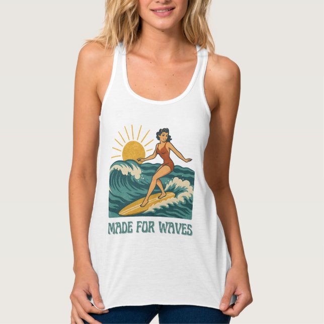 Regata Made For Waves Surfer - Retro Surfing Pin-Up Art (Frente)