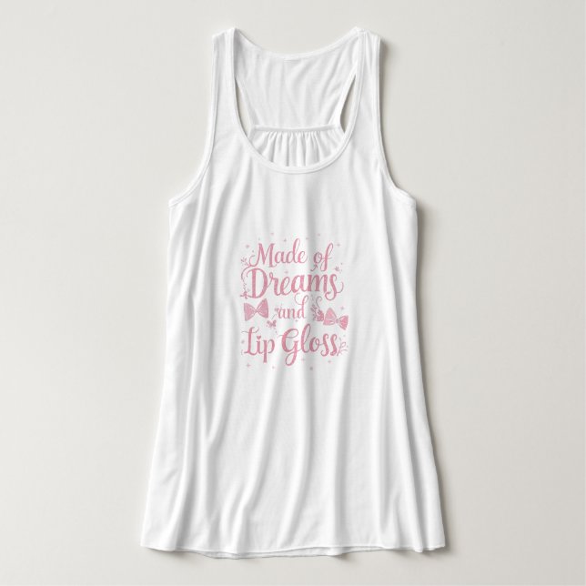 Regata "Made of Dreams and Lip Gloss" Cute Pink Coquette (Frente do Design)