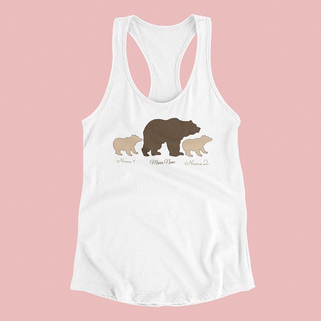 Regata Mama Urso Personalizada Com 2 Nomes de Filhos Pres (Criador carregado)