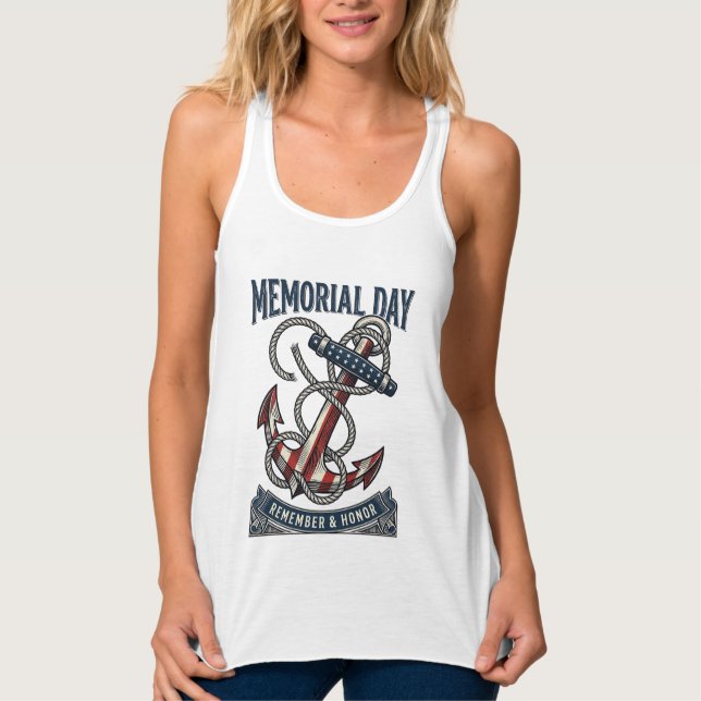 Regata Memorial Day Anchor Remember Honor Vintage Shirt_1 (Frente)