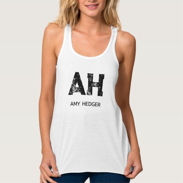 REGATA MINIMALIST BLACK TWO LETTER MONOGRAM NAME WHITE (Frente)