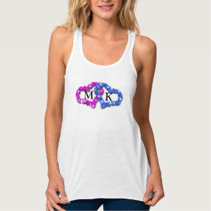 Regata Namorados Floral, cor-de-rosa e azul, de duplo mon
