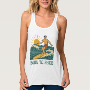 Regata Nascido para Deslizar Gráfico Retro de Surfista Ca