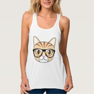 Regata Nerdy Tabby Cat com óculos