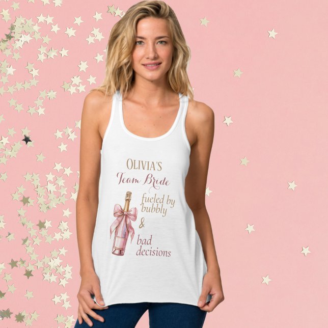 Regata Noiva Engraçada Espumante Rosa Equipe Dourada (Fun Team Bride T for your favorite girls and guys, Sip, Sip, Hooray!)