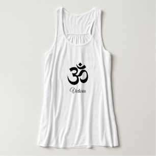 Regata Nome, Símbolo de Om Preto Bella+Canvas Yoga Tank T