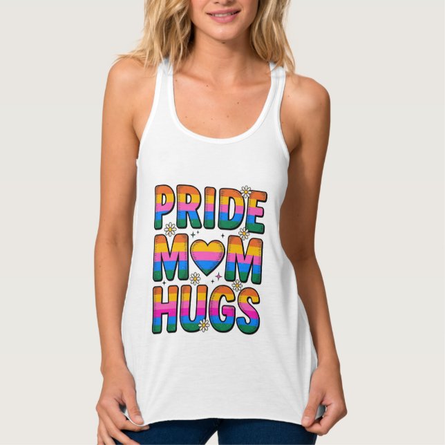 Regata Orgulho Mãe Abraços Design Vetorial Arco-íris Vint (Frente)
