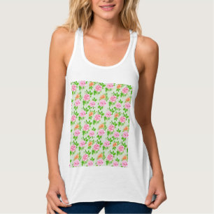 Regata Padrão de Rosas Cor-de-Rosa Floral