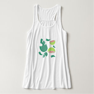 Regata Padronagem de Fruta Verde Rosa Verde Goiaba