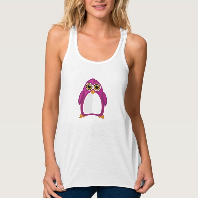 Regata Pinguim Violeta Vermelho Fofo – Pinguim Kawaii de  (Frente)