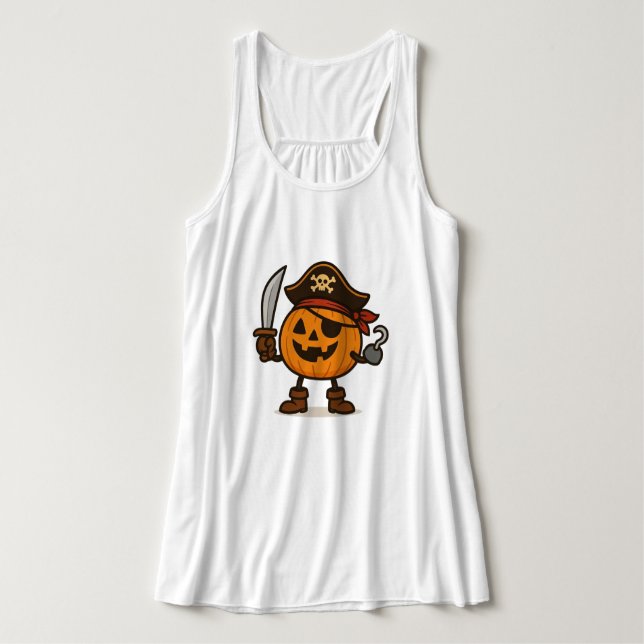 Regata Pirata das Halloween Jack-o-Lanterna (Frente do Design)