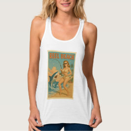 Regata Praia de Carretel de Pesca de Tubarão Pin-Up Retro