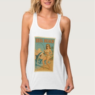 Regata Praia de Carretel de Pesca de Tubarão Pin-Up Retro