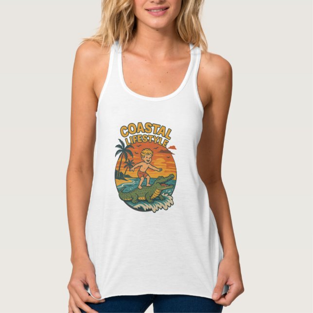 Regata Praia de Surfe Alligator Beach | Retro Gator Coast (Frente)