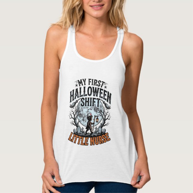 Regata Primeiro Enfermeira de Halloween Fantasma Lua Bebê (Frente)