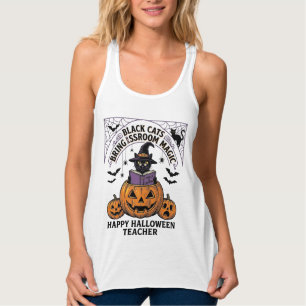 Regata Professor de Halloween Gato Vintage Abóbora Sala d
