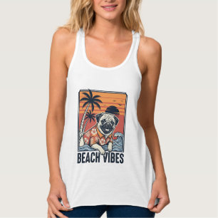 Regata Pug Vibrações da Praia Design de Gravura Vintage_1