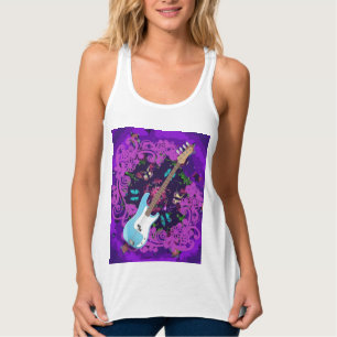 Regata Púrpura Floral Azul Bass Guitarra Tanque de Aperfe