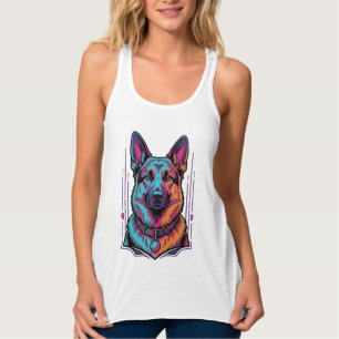 Regata Retrato de Cachorro Neon com Gráfico de Gravura Vi