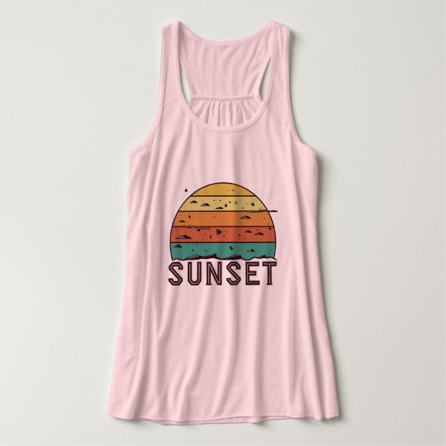 Regata Retro Sunset Horizon Graphic T-Shirt (Frente do Design)