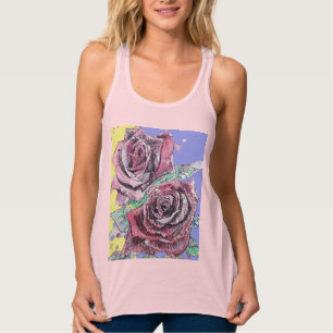 Regata Rosa vermelha Flores de Aquarela Rosas Florais Pin