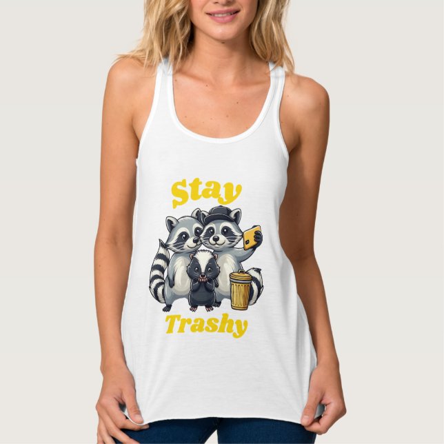 Regata Stay Trashy Funny Raccoon, Opossum, Skunk funny (Frente)