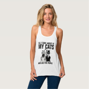 Regata T-shirts Engraçadas, só me importo com meus GATOS