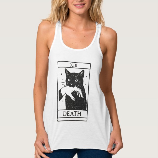 Regata Tarot Card Black Cat Shirt – Tarot Death Tee, Witc (Frente)