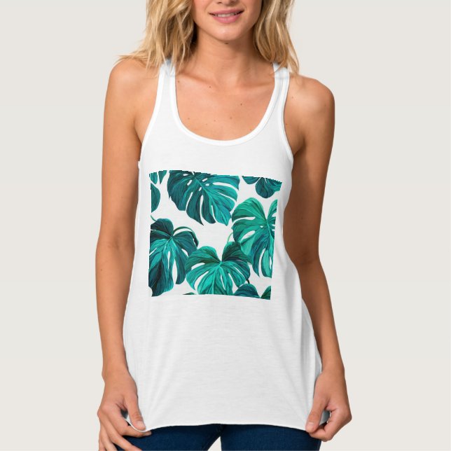 Regata Teal Tropical Monstera Leaf Seamless Pattern Art (Frente)