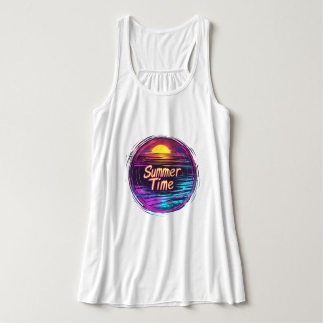 Regata Vibrant Retro “Summer Time” Sunset T-Shirt (Frente do Design)