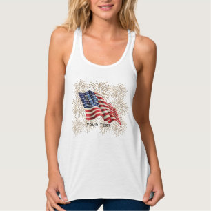Regata Vintage American Flag com Dourado Glitter Firework