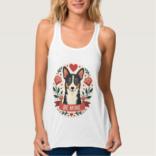 Regata Vintage Be Mine Corgi Dia dos Namorados Floral Art