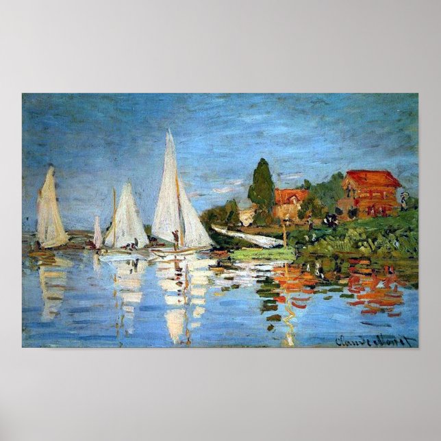 Regatta At Argenteuil, Claude Monet Impressão (Frente)
