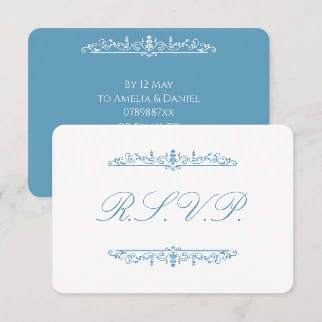 Regency Azul e Branco RSVP (Frente/Verso)