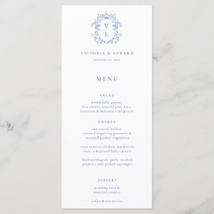 Regency Blue Crest Monograma Menu Casamento