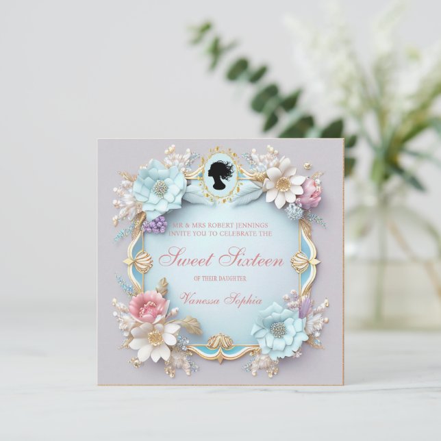 Regency Era Sweet 16 Convite (Em pé/Frente)
