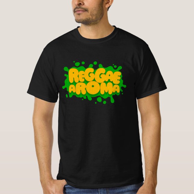 Reggae Aroma Splash Typografia Reggae T-Shirt (Frente)
