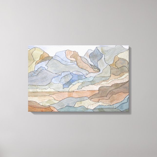 Regiões Montanhosas - Linha de Aquarela Impressão (Frente)