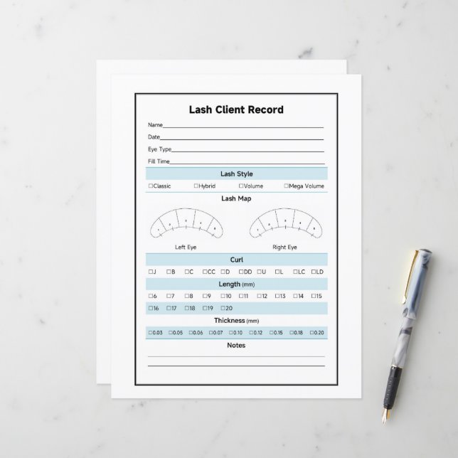 Registro de Cliente de Extensão Lash (Frente/Verso In Situ)