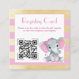 Registro de Elefante Bebê Código QR Cartão Rosa Do