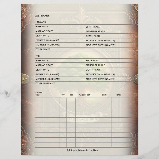 Registro Familiar Genealogia Scrapbook (Frente)