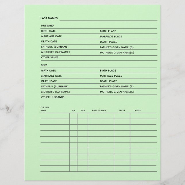 Registro Familiar Genealogia Scrapbook (Frente)