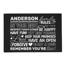 Regras da Família Nome Personalizado Preto Positiv