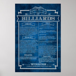 Regras de Billiards Poster Art nº 8 da sala de jo