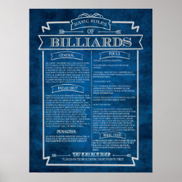 Regras de Billiards Poster Art nº 8 da sala de jog