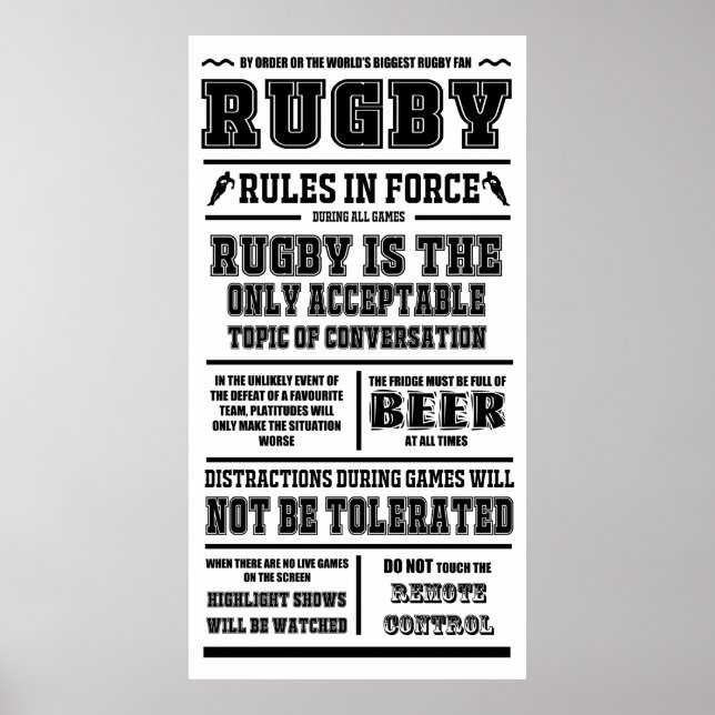 Regras De Rugby Em Vigor - Grande Poster (Frente)