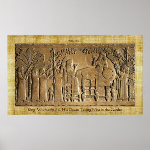 Rei Assyrian Ashurbanipal Histórico Arte Poster